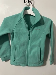 Columbia Fleece Girl's Small Aqua Blue/Green Full Zip Jacket Sweatshirt - Picture 1 of 3