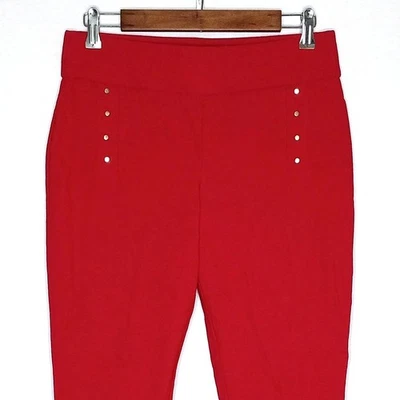 APT.9 Brynn 女士水手风格紧身裤 10 码弹力纯色红色 — 第 1/4 张图片
