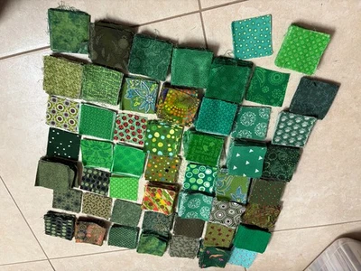 1500 cuadrados de edredón de 2,5 pulgadas (2,5” x 2,5”) - Tela de algodón todos los verdes Foto 1 de 2