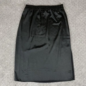 GAP Skirt Womens Large Midi Straight Side Slit Satin Classic Gothic Black - Picture 1 of 11