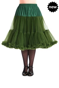 Forest Green Rockabilly 50s Retro Super Soft 26 inches Petticoat Skirt BANNED - Picture 1 of 4