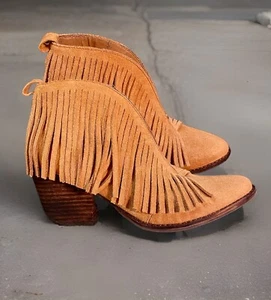 Womens Size 6.5 Fringe Ankle Bootie Coconuts Matisse Anthropologie Western Tan - Picture 1 of 7