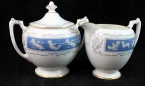 Juego de crema y azucarero Coalport Revelry azul con tapa - Imagen 1 de 6