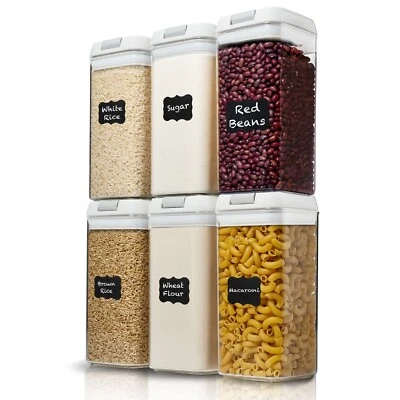 Shazo Airtight Food Storage Leak Proof Containers White 1.2 L Capacity, Set of 6