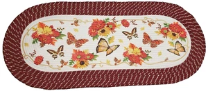 X-Large Oval Braided Kitchen Runner Rug (20"x48") FALL, BUTTERFLIES & LEAVES, CE - Picture 1 of 12