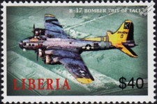 WWII Boeing B-17 FLYING FORTRESS Bit o'Lace Bomber Aircraft Stamp (2005 Liberia)