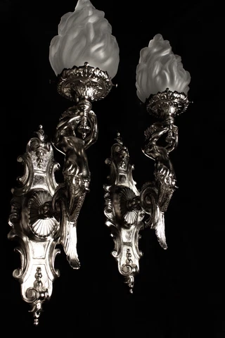 Art Deco BRONZE WALL SCONCES  MERMAIDS SCULPTURES by European Lighting Cover