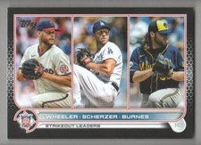 2022 Topps Black Baseball #127 Zack Wheeler Max Scherzer Corbin Burnes LL 24/71