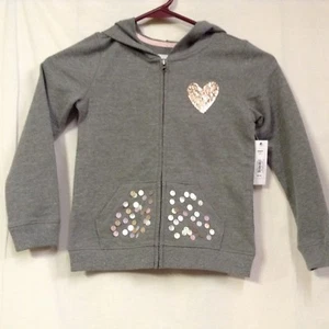 Small Girls Gray Zippered Cotton Hoodie Size 4 By Sonoma - Picture 1 of 7