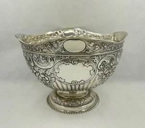 Antique Sterling Silver Sheffield 1898 Large Embossed Bowl, Heavy Quality 850g - Picture 1 of 11