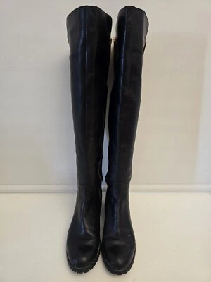 Michael Kors Botas Joanie Sobre la Rodilla Cuero Montar Elástico Espalda Negro Talla 5 Foto 1 de 4