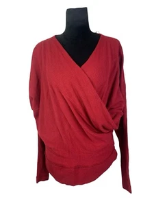 Free People Gr. XS rot Strick Faux Wickel Pullover Oversize Relaxed Dolman Ärmel - Bild 1 von 10