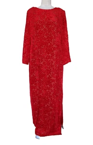 Vtg Victor Costa Nahdree Maxi Dress Evening Gown Sz 16 Women Red Velvet Burnout - Picture 1 of 8