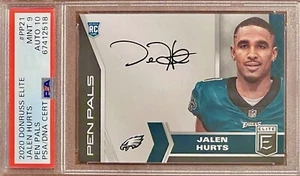 PSA 9 Auto 10 RC Jalen Hurts 2020 Elite 1st NFL Rookie Autograph On-Card POP 1 - Picture 1 of 2