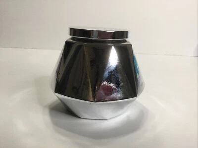 Clean Empty Candle Jar Paper White Silver Christmas Holidays Silver Star Hexagon - Image 1 of 4