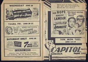 MY FAVORITE BRUNETTE original HANCOCK NY 1947 calendar herald THE RAZOR'S EDGE - Picture 1 of 2
