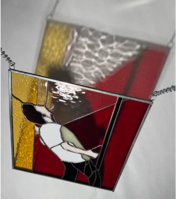 The Kramer - Stained Glass Tiffany Hanging Window Seinfeld Inspired Hanging Abst - Image 1 of 4