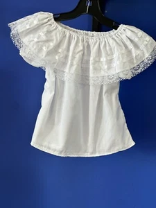 White Sise 10T Mexican Blouse Top Boho 5 de Mayo - Picture 1 of 8