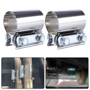 2Pcs 2" Exhaust Band Clamp Step Clamp Stainless Steel Fits Catback Muffler Pipe