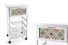 Trolley Cooking with Wheels Modern Design Shabby Chic White Wood GG-3756
