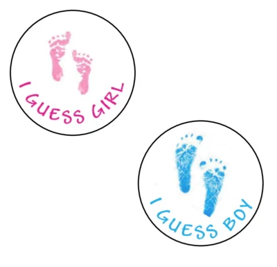 30 Gender Reveal Party Stickers Baby Shower I Guess Boy / Girl Pink Blue Feet