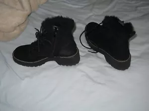 Madden Girl Women’s Carra Chunky Block Heel Boot Faux Fur Lined zip Black 6.5 M - Picture 1 of 11