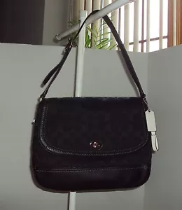 COACH PARK SIGNATURE FLAP BAG F23933 RETAILS $328 BLACK - Picture 1 of 12