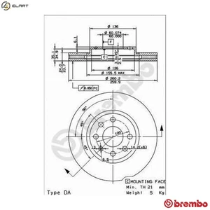 2x BRAKE DISC 09.8601.75 FOR VAUXHALL TIGRA/TwinTop CORSA/VAN/Mk/II CORSAVAN - Picture 1 of 10