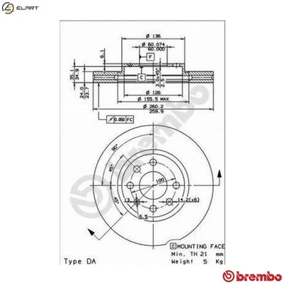 2x BRAKE DISC 09.8601.75 FOR VAUXHALL TIGRA/TwinTop CORSA/VAN/Mk/II CORSAVAN - Image 1 of 4