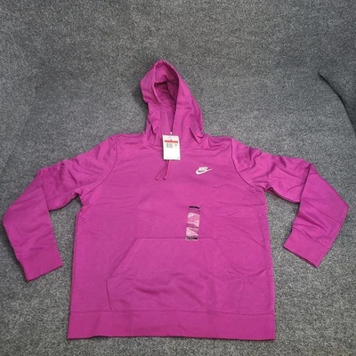 Nike Sweatshirt Womens Large Purple Fuchsia Club Fleece Pullover Hoodie Sweater - Image 1 of 4