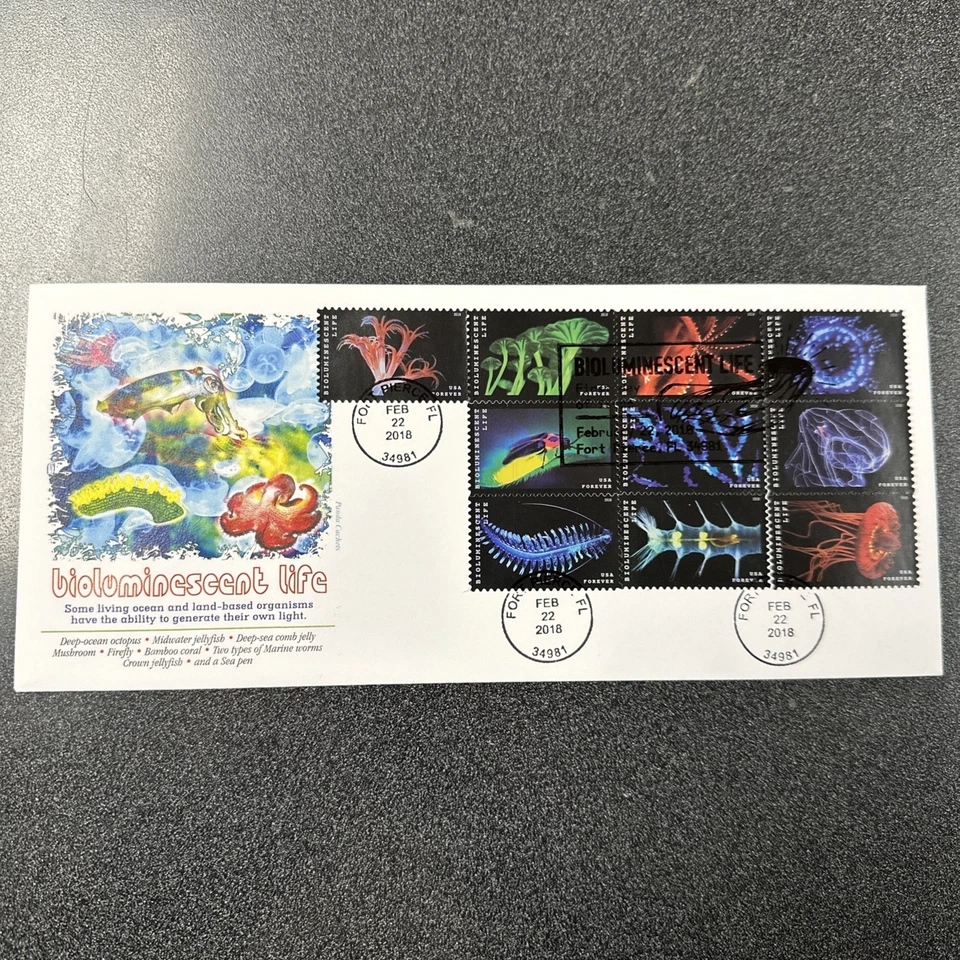 FDC 5264-73 Bioluminescent Life 10 Stamps - Panda Cachet Cover  - Image 1 of 1
