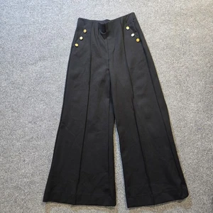 Halara Hose Damen Größe M Schwarz Schlag Weites Bein Stretch Knöpfe Freizeit - Bild 1 von 10