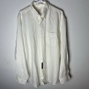 NWT BROOKS BROTHERS Shirt Mens XL Ivory Irish Linen Button Down 156 - Picture 1 of 6