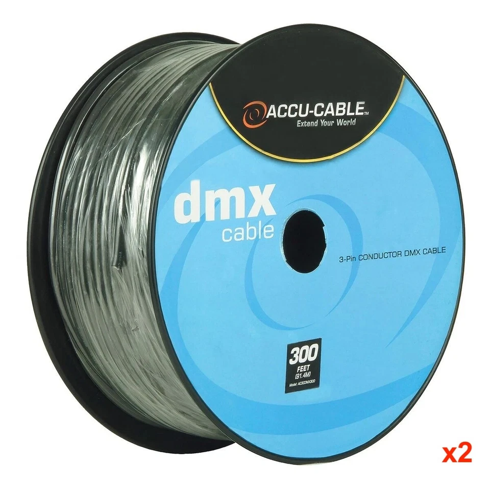 Lote de 2 ~250 pies cable de batería cable de luz de escenario, carrete conductor de 3 pines AC3CDMX300 Foto 1 de 4