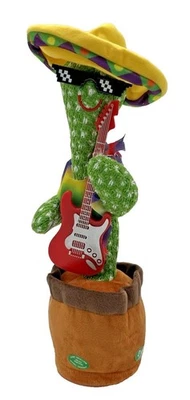 Juguete de peluche interactivo USB de cactus bailando con guitarra y gafas repetir hablar cantar Foto 1 de 3