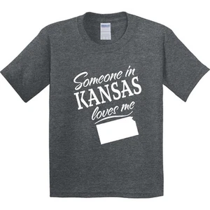 Inktastic Someone In Kansas Loves Me Youth T-Shirt Home Grandparents Kids Love - Picture 1 of 2