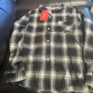 Patpat Kinder Jungen Flanellhemd 9-10 Y schwarz weiß Knopf kariert Langarm Neu mit Etikett - Bild 1 von 3