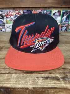 Oklahoma City Thunder OKC Mitchell & Ness NBA Snapback Cap Hat Black Orange - Picture 1 of 6