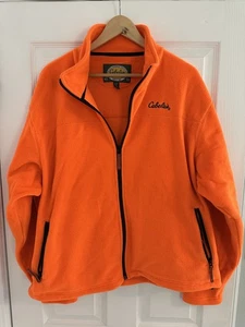 Men's Cabela's Blaze Orange Ultra Soft Fleece Lightweight Jacket XL, Excellent! - Picture 1 of 6