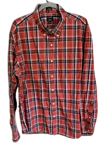 J Crew Untucked Men's Shirt Sz 2XL Slim Button Down Long Sleeve Red Blue Plaid. - Picture 1 of 7
