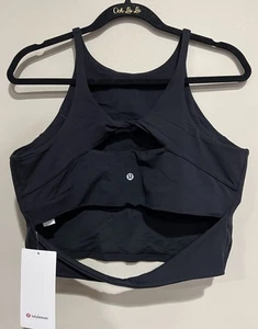 NWT Lululemon Size 14 Align Twist Back Tank Crop Built In Bra BLK Black $68 - Picture 1 of 3