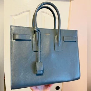 EUC YSL Saint Laurent Sac de Jour Blue/Gray Leather Bag - Picture 1 of 16