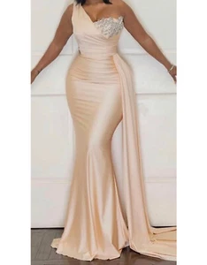 womens elegant one shoulder evening dresses - Picture 1 of 14