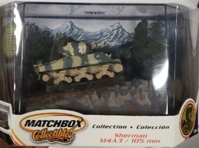 Caixa de fósforos colecionáveis Sherman M4A3/105mm EUA Segunda Guerra Mundial em vitrine 2002 nova aberta - Imagem 1 de 4