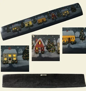 vtg Wood Hand Painted Winter Christmas Scene 22.5" Wall Hanging Plaque Signed - Picture 1 of 16