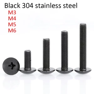 Phillips Truss Head Machine Screws ALL SIZE - Black 304 Stainless Steel - Picture 1 of 8