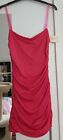 Oh Polly Raspberry Pink Ruched Dress Size 12 But To Fit Uk 10