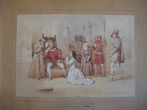 c1848 K.M. Leay, R.S.A. - Original Watercolor Signed/Dated - Persecution of Jews - Picture 1 of 9