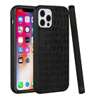 For iPhone 15 Pro Max Case Hard PU Leather Croc Design + 2 Screen Protectors