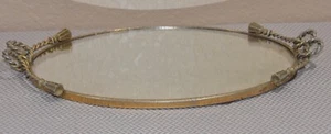 ART DECO Vanity Mirror Tray Tassel Handles Gold Hollywood Regency 20"x13" - Picture 1 of 5